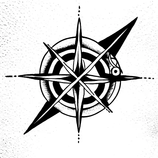 Nautical Star With Compass And Hindu God