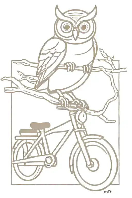 Owl On A Branch Over A Motorcycle Riding