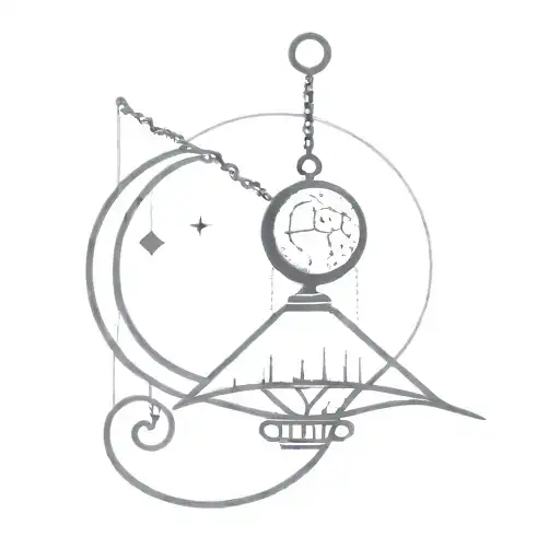 A Moon And A Cracking Bell Intertwined With A Tightrope Leading To A Crystal Ball