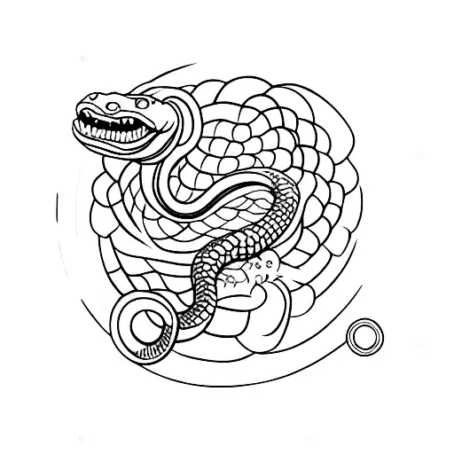 Snake Eating Its Tail In The Shape Of A Circle