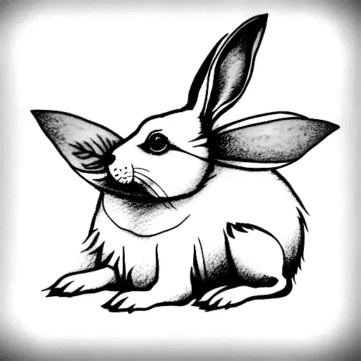 Dwarf White Rabbit With A Brown Australian Shepard Dog