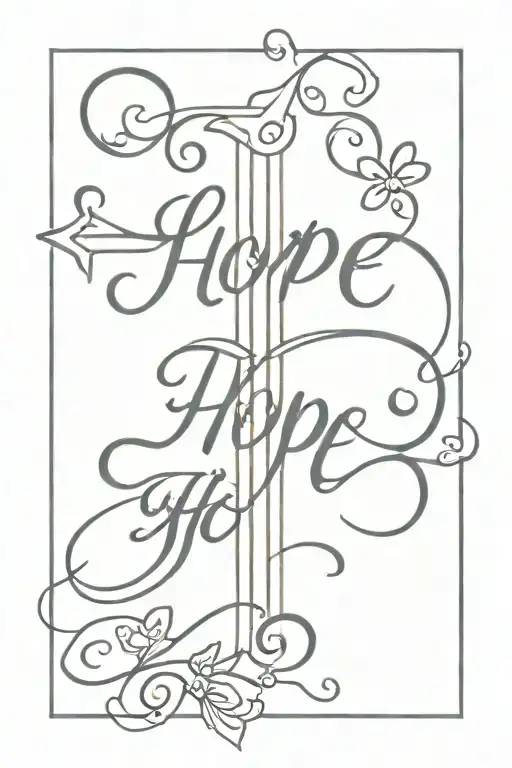 Cross With Word Hope In Cursive Writing