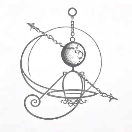 A Moon And A Cracking Bell Intertwined With A Tightrope Leading To A Crystal Ball