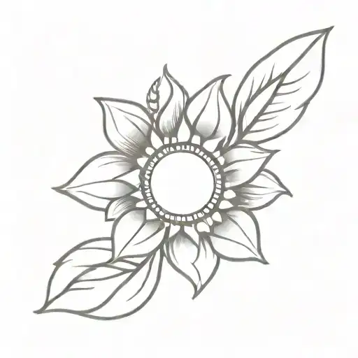 Aries Sign And Sunflower Growing Together