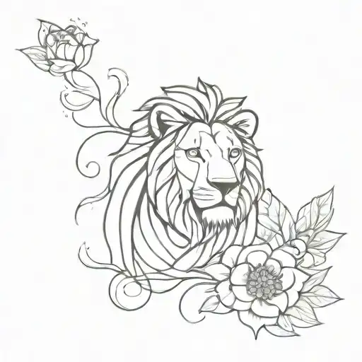 Lungs Half Flower And Half Lion Roaring