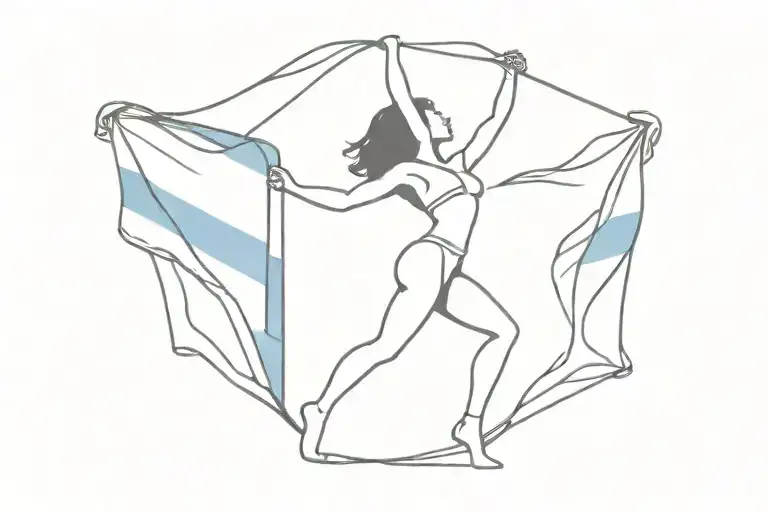 A Minimalist Silhouette Of A Dancing Girl With The Flag Of Guatemala And Barbados In The Background