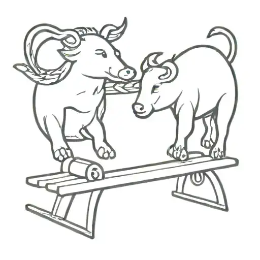 Bull And Bear On A Teeter Totter