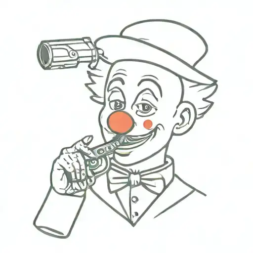 A Clown With A Gun And A Bottle Of Wine