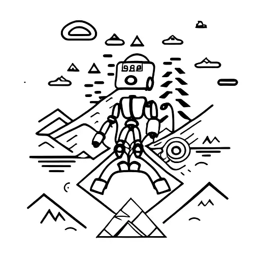 A Hiker Exploring A Mountain Path With A Robotic Companion
