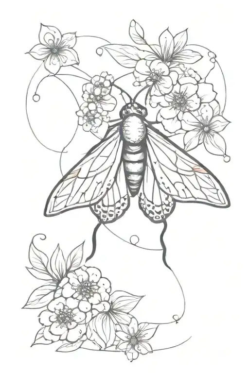 Red Moth With Flowers Inside