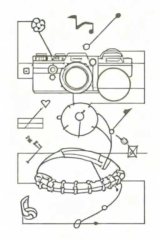 Baseball Camera Music Note Surrounded