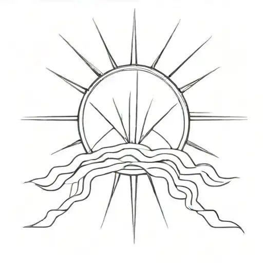 Sun Rays Line Art Tattoo Design