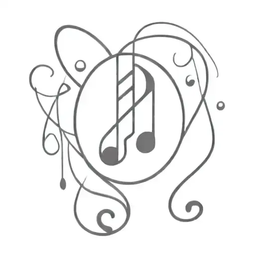 A Minimalist Design Of A Music Note Intertwined With Stitch From Lilo And Stitch