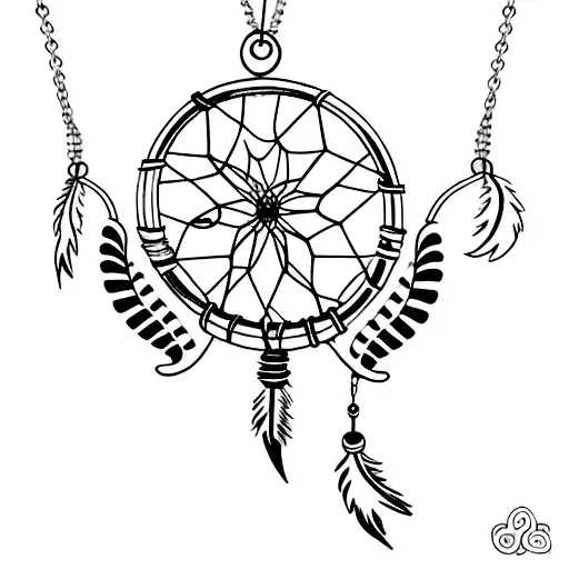 A Minimalist Design Of A Cat Wearing A Dreamcatcher Necklace