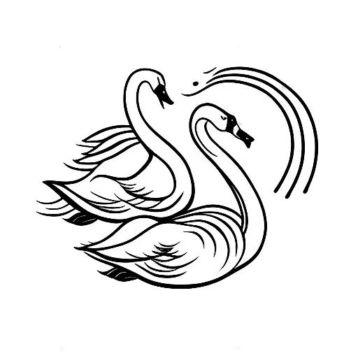 Mother And Baby Swan