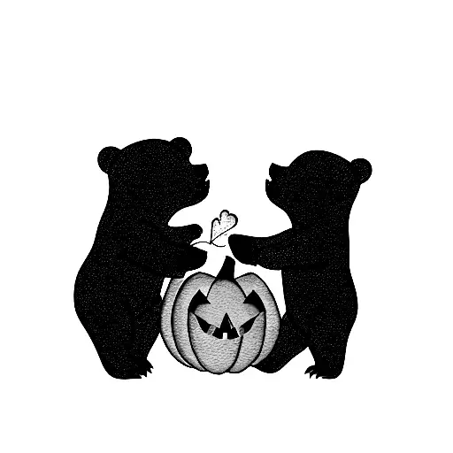 Baby Bear Holding A Pumpkin