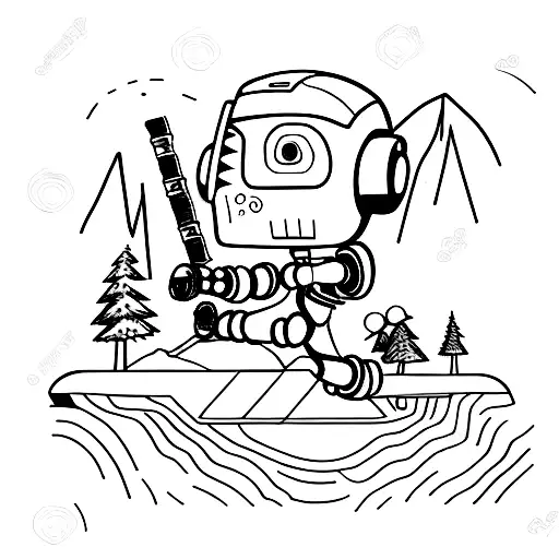 A Hiker Exploring A Mountain Path With A Robotic Companion