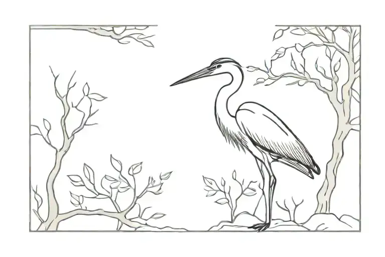 Heron And Oak Tree