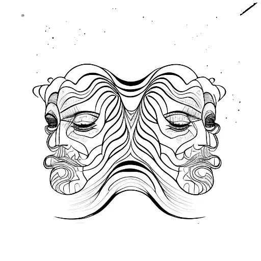 Two Faces Made With One Line
