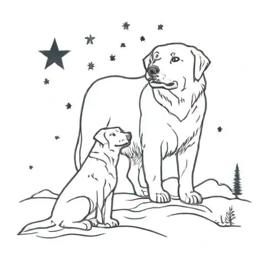 Labrador And Polar Bear Under Stars
