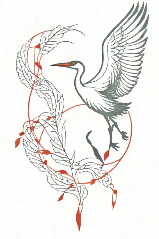 Crane Bird With Red