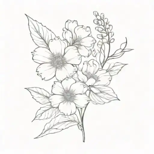 Fine Line Tattoo Of The November And September Birth Flowers Together In A Bouquet