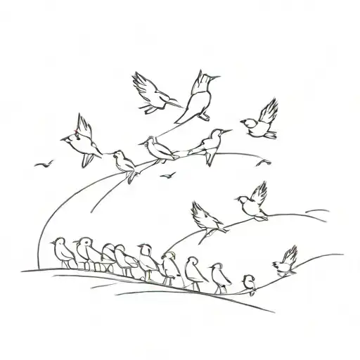 A Flock Of Birds Inspired By 'The Little Prince' Flying Over A Silhouette Of Your Children's Faces