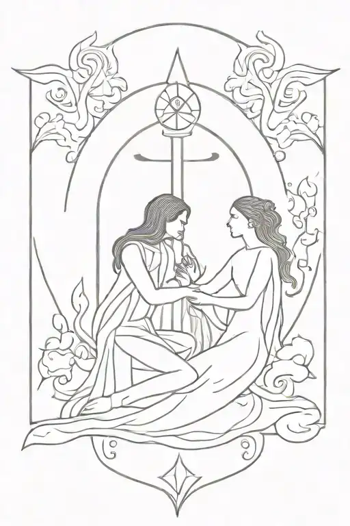 Tarot Card The Lovers And Death On Fire