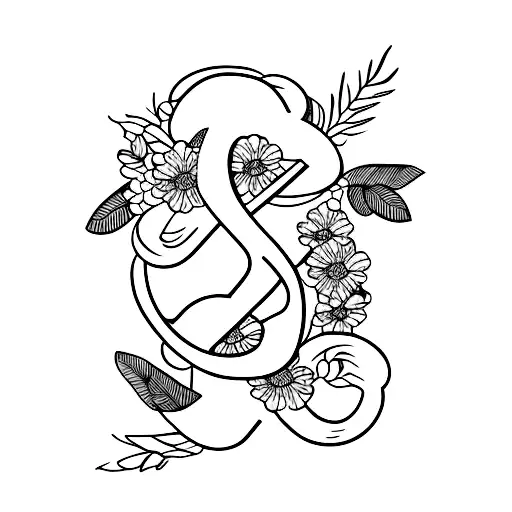 Floral Arrangement With Intertwined Letter F