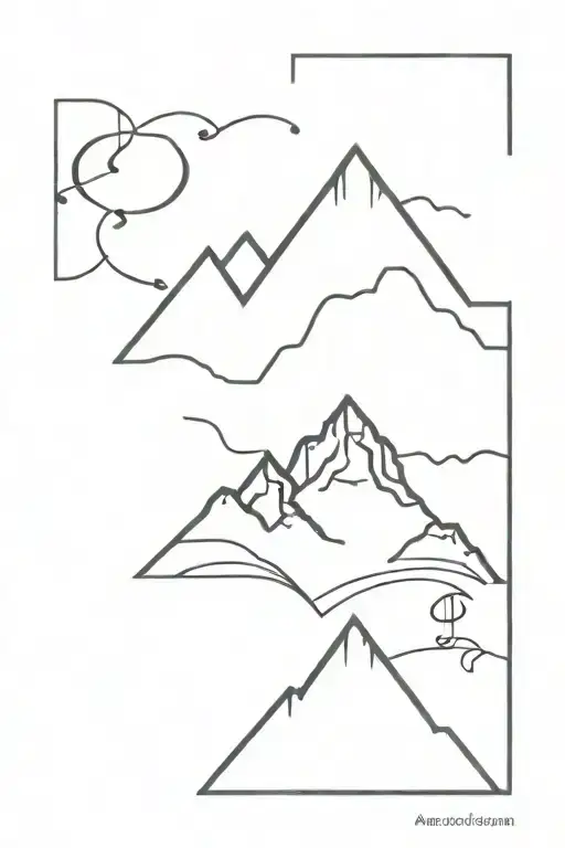 A Minimalist Tattoo Design Of A Mountain Range With Musical Notes Intertwined In The Peaks
