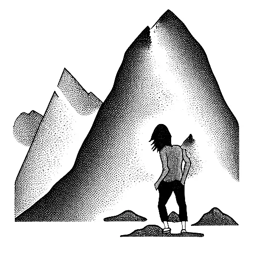Long Hair Boy Standing Near A Mountain Looking Far