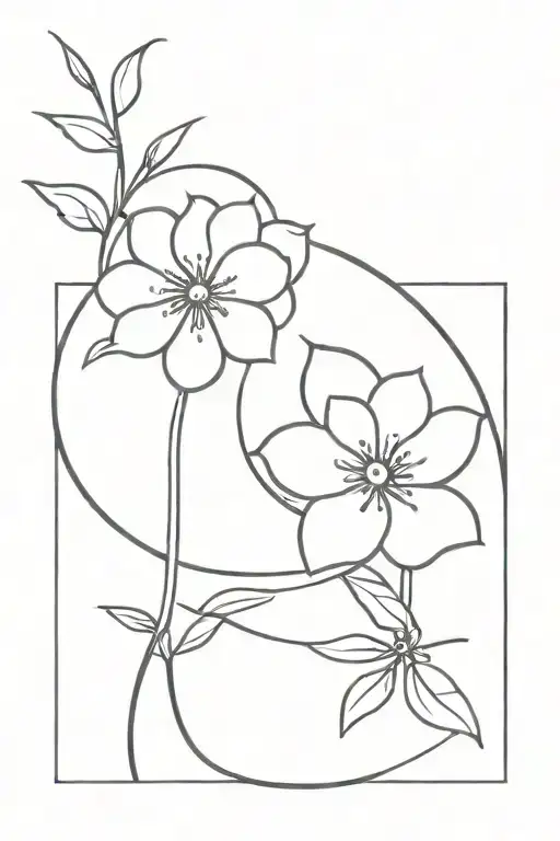 May Flower With Stem Moon Intertwined