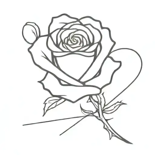 A Minimalist Meaningful Tattoo Of A Rose In The Shape Of A Small Heart Stabbed Ol