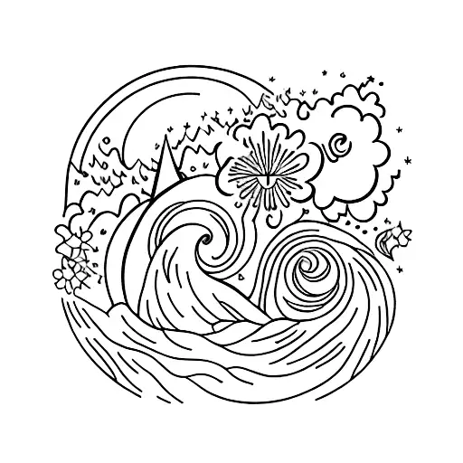 A Celestial Scene With A Moonlit Forest And Blossoming Flowers