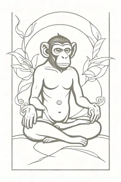 Monkey Meditating Figure