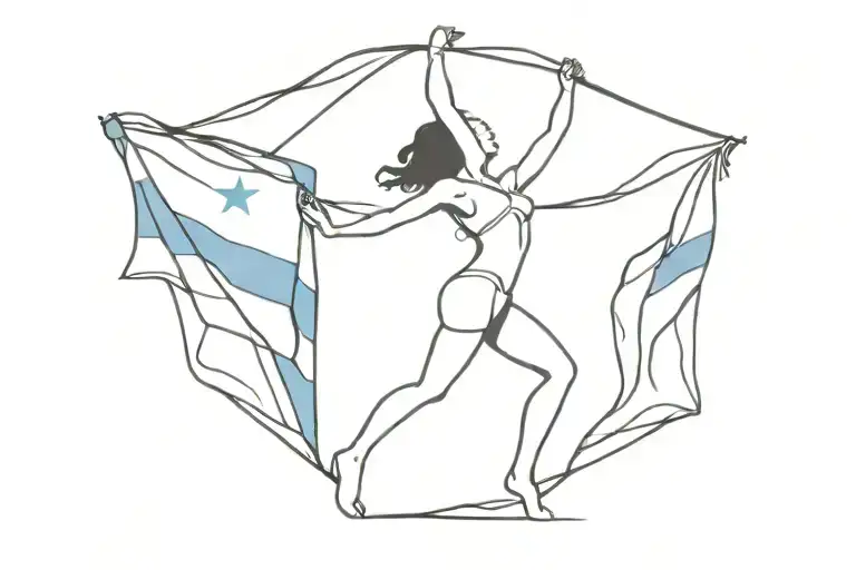 A Minimalist Silhouette Of A Dancing Girl With The Flag Of Guatemala In The Background