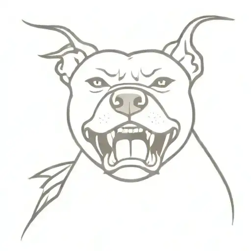 Pit Bull Growling Angry With Teeth Out Side View