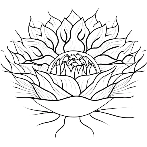 A Minimalist Tattoo Of A Sunflower Blooming Inside A Coffee Cup