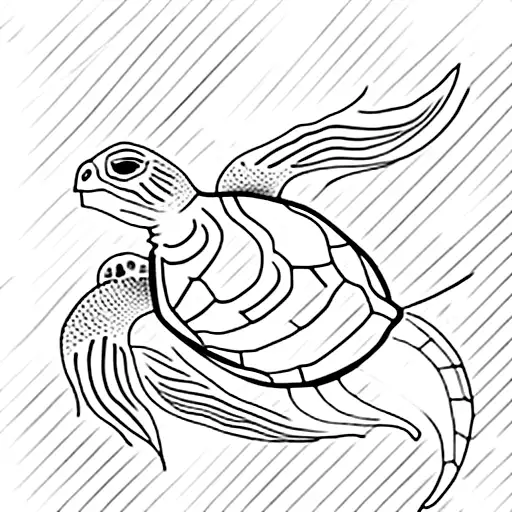 A Minimalist Tattoo Of A Turtle Swimming In The Ocean Waves