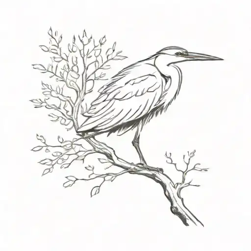 Heron And Oak Tree
