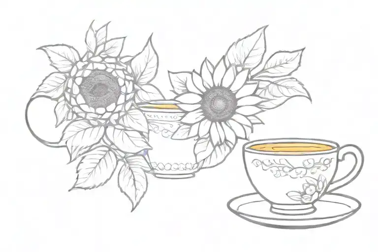 Sunflower And Tea Cup Overflowing