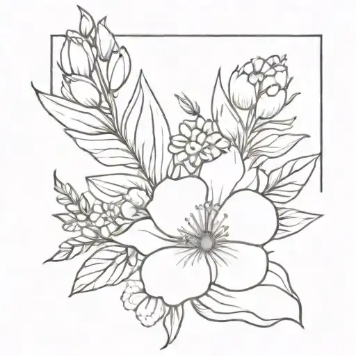 Floral Bouquet Tattoo Birth Flowers Wrapped