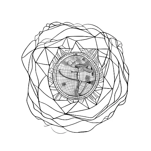 Mapa Mundi Line Com Galhos E Flores