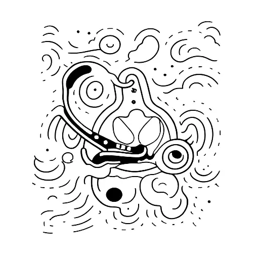 A Minimalist Tattoo Of A Guitar Merging With A Cat's Silhouette