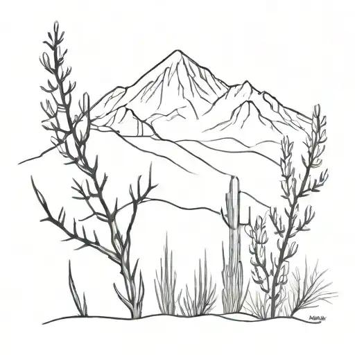 Ocotillo With Mounatins In Background Black And White