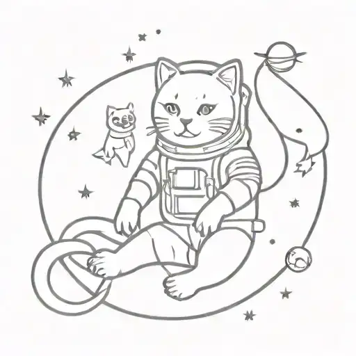 Cat In Space With Astronaut