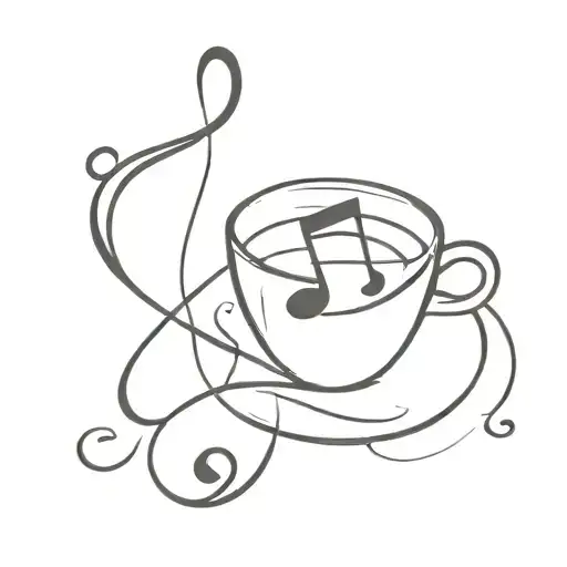 A Minimalist Tattoo Of A Music Note Intertwined With A Coffee Cup