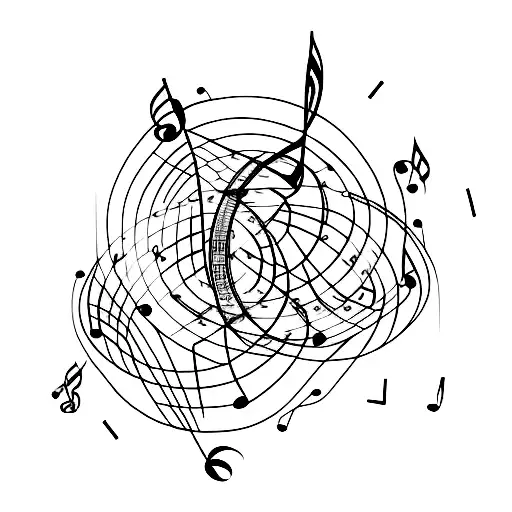 Music Notes Intertwined With Bicycle Gears