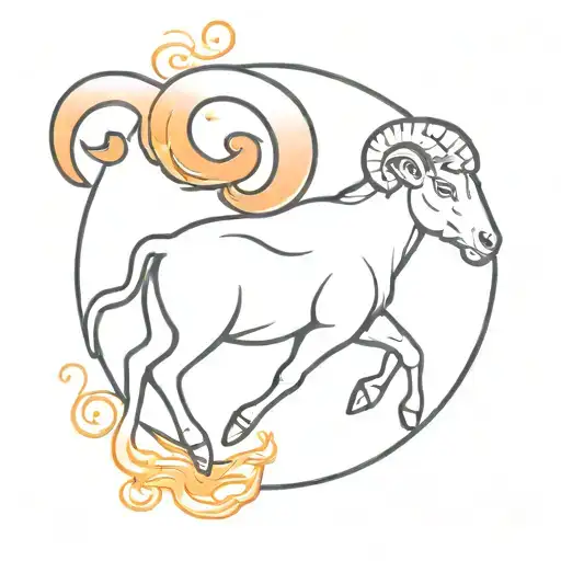 A Minimalist Representation Of The Aries Zodiac Sign With A Fiery Background