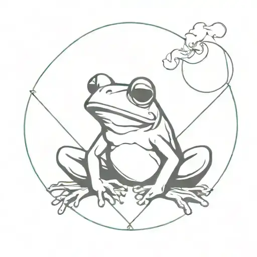 A Minimalist Geometric Design Of A Frog Smoking A Joint